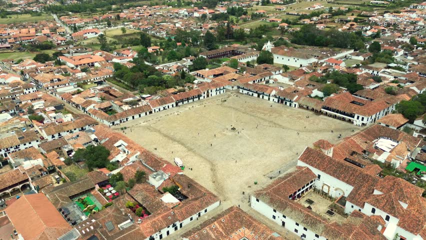 Villa de Leyva big square. Aerial view.