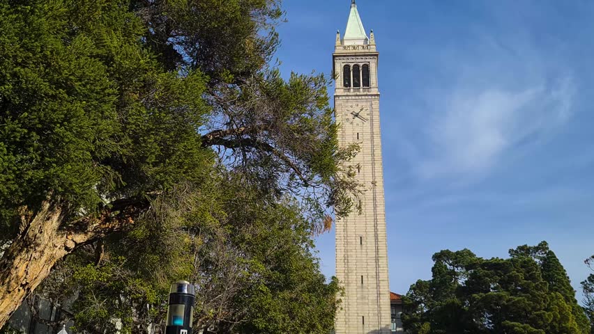 The Campanile Bell and Clock Tower, Landmark of University of Berkeley California USA on Sunny Day