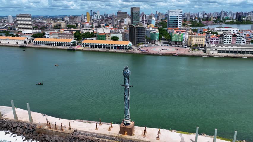 Northeastern Brazil Skyline At Recife In Pernambuco Brazil. Amusement Background. Special Effect. Metropolis Scene. Northeastern Brazil Skyline At Recife In Pernambuco Brazil.
