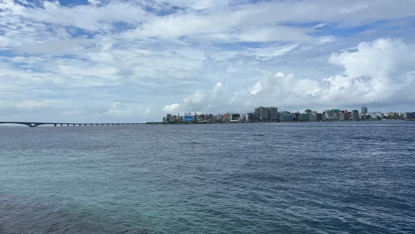 Male capital city of the Maldives skyline view from the airport
