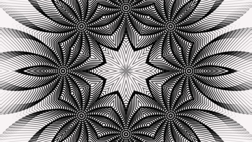 Black white mandala hypnotic star pattern suitable for backgrounds, web design, and textiles. Modern and geometric for diverse applications