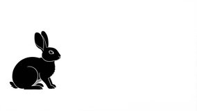 A gentle black silhouette of a rabbit walking softly from left to right on a neutral background perfect for animations wildlife projects and creative visual storytelling. - Powered by Shutterstock - Get 15% off with code: PIKWIZARD15