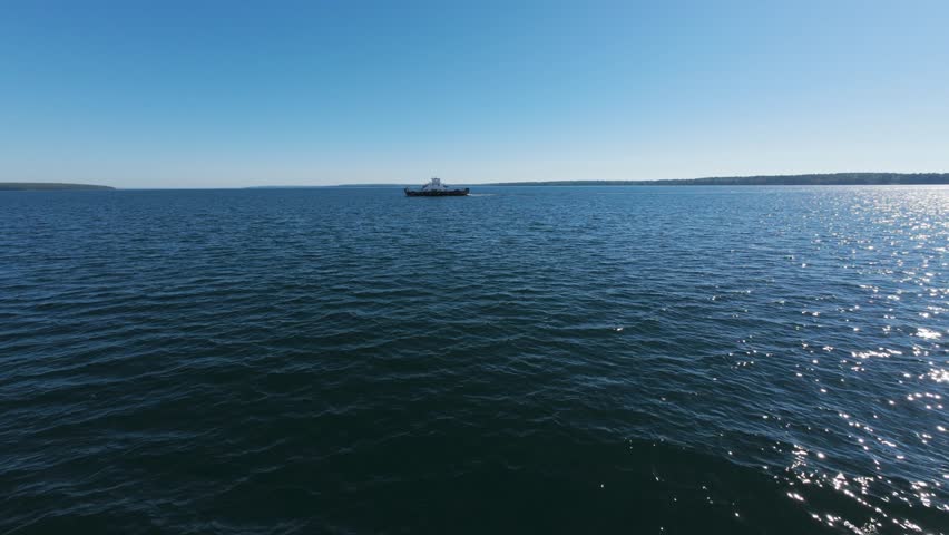Lake Superior Madeline island ferry traveling to Bayfield Wisconsin