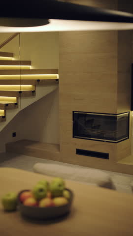 Stylish and elegant minimalist home interior featuring clean lines, neutral colors, and warm ambient lighting, creating a cozy and modern atmosphere.