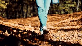 Woman Legs Walking On Fallen Leaves. Stylish Woman Legs In Leather Shoes Walking On Vacation Holiday In Cold Autumn Day. Female Feet Wearing Jeans And Shoes Walking On Fallen Leaves.Fall November Park - Powered by Shutterstock - Get 15% off with code: PIKWIZARD15