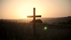 Summit Cross At Sunrise Mountain. Cathodic Religion Symbol. Christian Wooden Cross Crucifixion Of Jesus Christ. Cross On Top Mountain At Sunset. Christianity Religion Prayer. Crucifix Symbol On Hill - Powered by Shutterstock - Get 15% off with code: PIKWIZARD15