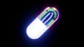 Abstract geometric animation with dispersion glass capsule shape from iridescent holographic material. Modern minimalistic 4k motion seamless background. - Powered by Shutterstock - Get 15% off with code: PIKWIZARD15