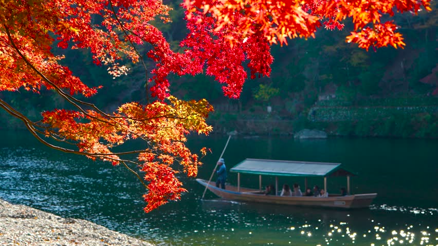 Kyoto Arashiyama autumn leaves December