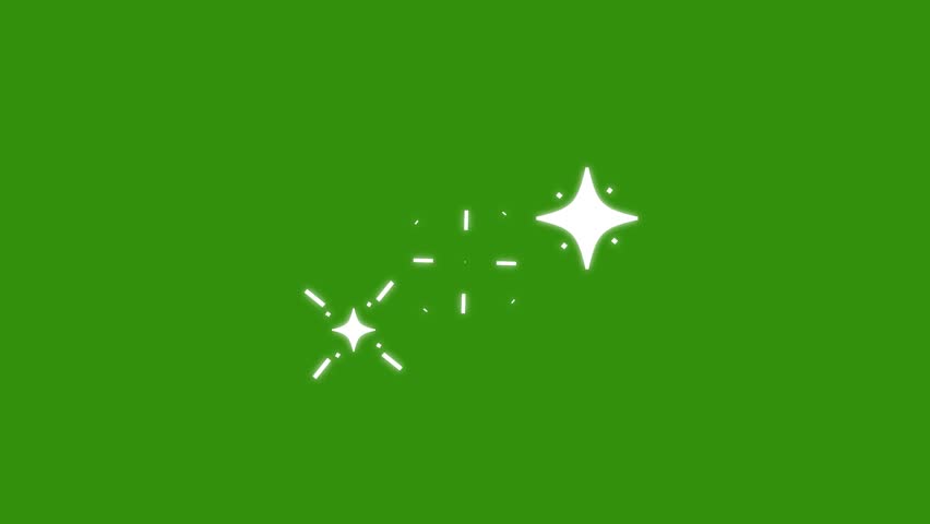 Twinkle star animation sparkling stars Shine Sparkling stars Shine animation. white cartoon, flat, rotation line star blinking on green screen background,.mp4
