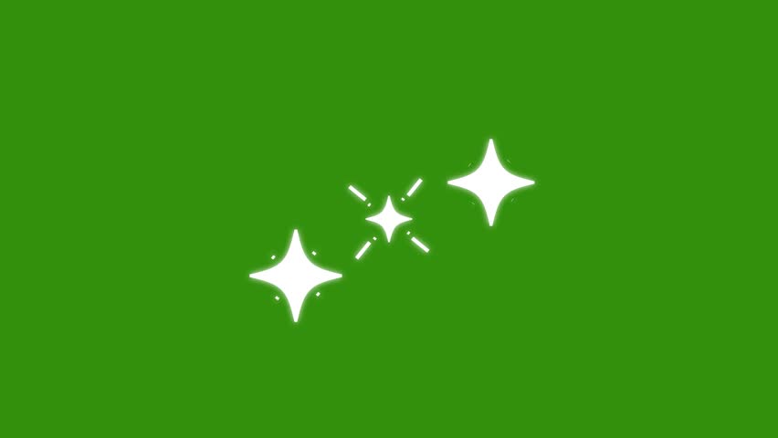 Twinkle star animation sparkling stars Shine Sparkling stars Shine animation. white cartoon, flat, rotation line star blinking on green screen background,.mp4