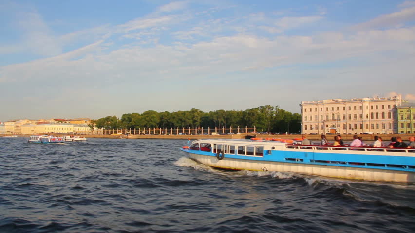 Neva river in St. Petersburg Russia - shooting from boat