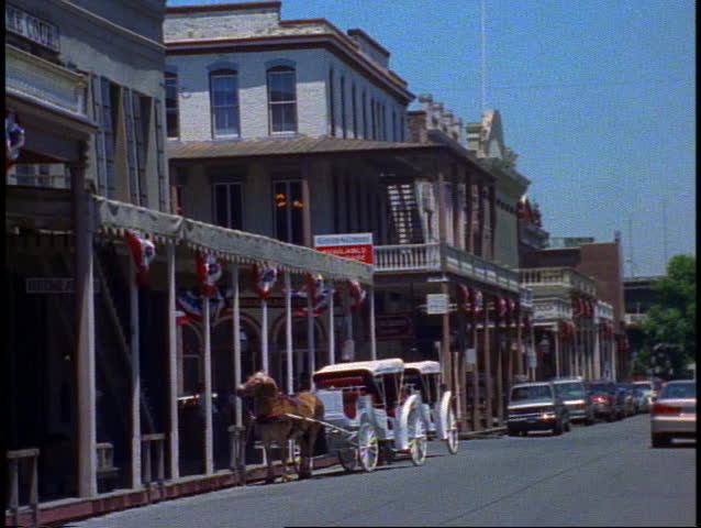 Old Town, Sacramento, wide shot, with horse carriage