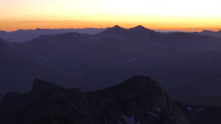 Sunset sundown Mount Blue Sky Evans Bierstadt Front range fourteener aerial drone Rocky Mountains Colorado Grays Torreys snowcap peak spring summer Quandary Ten Mile Range Breckenridge parallax