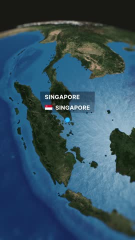 Dynamic 3D animated map illustrating a flight route from Singapore to Sydney. Ideal for travel, tourism, and corporate video projects.