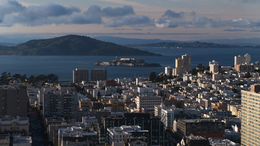 Aerial View Shot of San Francisco CA, California, USA, beautiful day