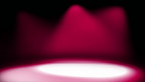 Animated Magenta red color three moving spot light optical light rays forming reflection on floor spot light design Loop-able dark background - Powered by Shutterstock - Get 15% off with code: PIKWIZARD15