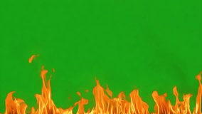 Red bright fire flames dance against isolated green screen background. Orange yellow fireflames burning. Hot dynamic heat. Chroma key backdrop. Fiery stripe frame on edg overlay. - Powered by Shutterstock - Get 15% off with code: PIKWIZARD15