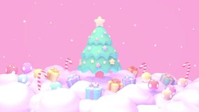 Looped cartoon Christmas tree with gifts and candy canes in the snow animation. - Powered by Shutterstock - Get 15% off with code: PIKWIZARD15