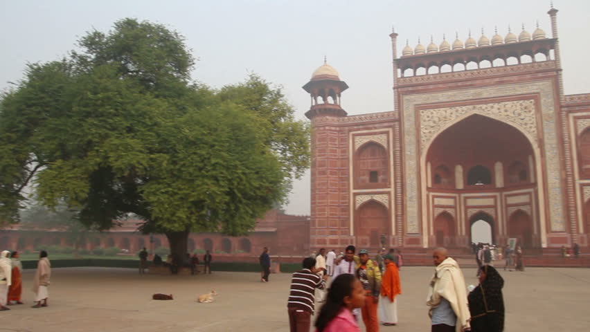 AGRA, INDIA - NOVEMBER 17, 2012: Taj Mahal entrance in Agra, India, 17 nov 2012
