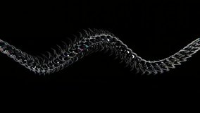 Abstract 3D horizontal trendy swirl snake shape dragon skin reptile scales gasoline metallic chrome gradient social media phone screen format monochrome black glow neon magic wallpaper loop animation - Powered by Shutterstock - Get 15% off with code: PIKWIZARD15