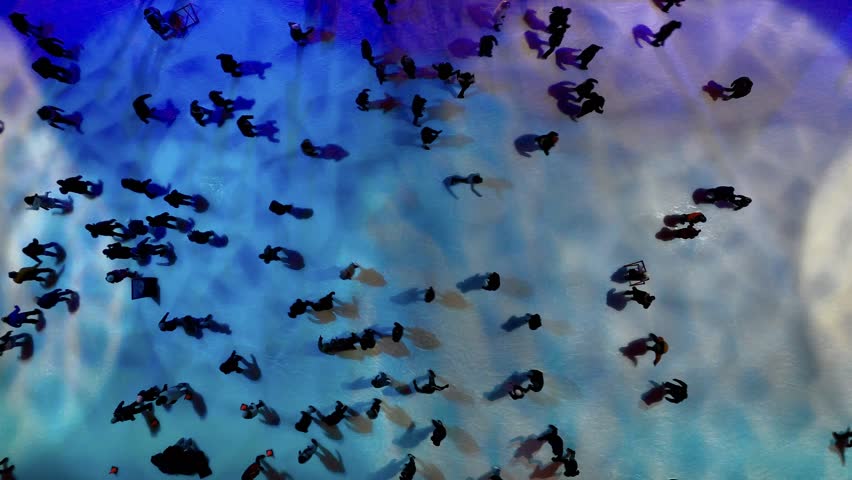 Montreal city skating rink at night illuminated for Christmas, Quebec, Canada.