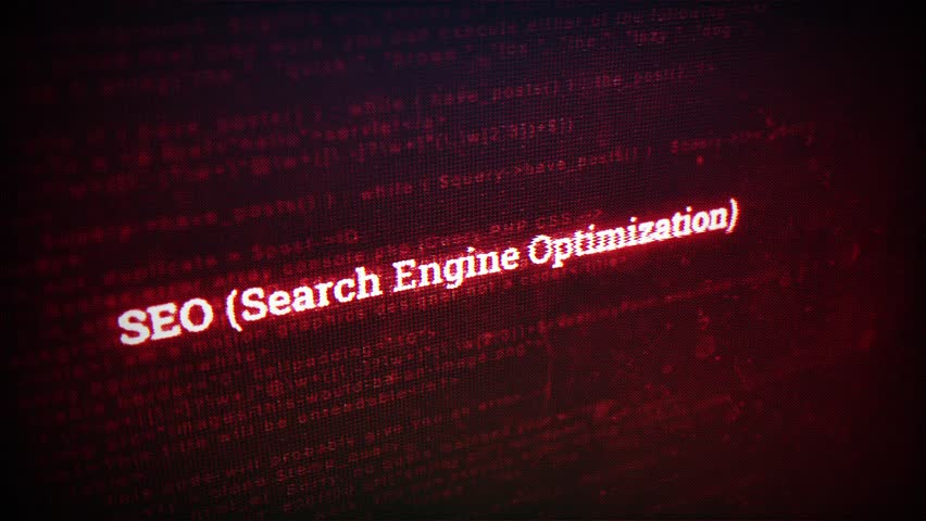 SEO (Search Engine Optimization) on digital screen message on computer screens V01