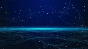 Abstract Futuristic technology concept of AI future technologies. High-tech data matrix futuristic HUD screen animation of digital board. elegant twinkling ocean wave deep abstract. 3D Illustration - Powered by Shutterstock - Get 15% off with code: PIKWIZARD15