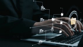 Business person managing online documents folders for efficient work processes. Ensure secure and quick access to all your important online documents with ease. UUID - Powered by Shutterstock - Get 15% off with code: PIKWIZARD15