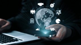 Business person master global marketing and finance with insights. Navigate the complexities of global markets, enhancing strategies and marketing reach. Success in global finance and marketing UUID - Powered by Shutterstock - Get 15% off with code: PIKWIZARD15