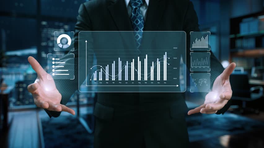 Business person delve into data analytics to uncover trends and insights from predictive big data models to real-time analysis, learn how data driven decisions propel analytic industries forward UUID