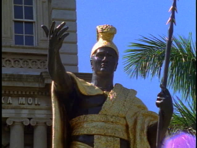 The King Kamehameha Statue in front of Iolani Palace in Honolulu