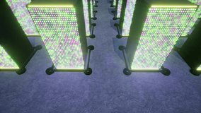 Neon led data center security servers room 4k. 3D Illustration - Powered by Shutterstock - Get 15% off with code: PIKWIZARD15