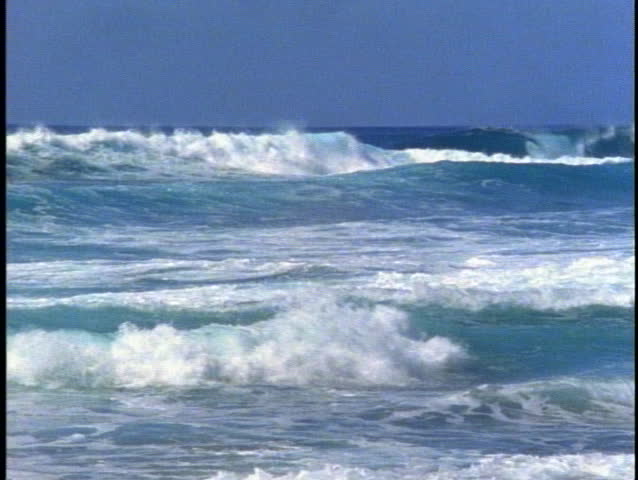 Crashing surf and beach on the North Shore of Oahu in Hawaii