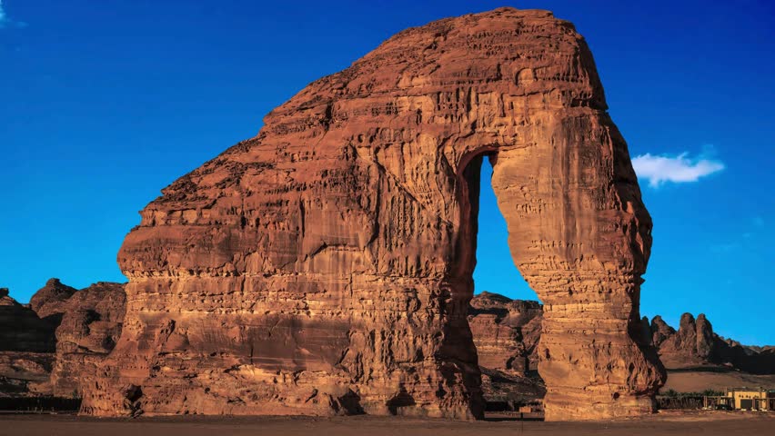 Elephant Rock at sunset during the Winter at Tantora Festival in Al Ula, Saudi Arabia The Elephant Rock - AlUla - Saudi Arabia