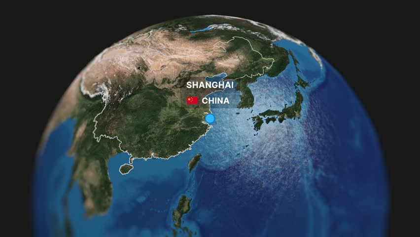 Professional 3D animated map illustrating a flight route from Shanghai to San Francisco. Perfect for tourism, travel videos, and business presentations.