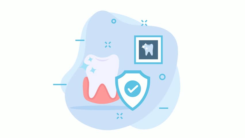 Indemnity Plans or Teeth with shield animation, Dental treatment covered in insurance animated video, Dentistry Clip, Oral Healthcare footage, Dental instrument motion graphics