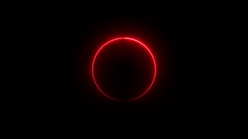 Abstract blue neon circle pattern on a black background. Neon Progress Loading circle animation.