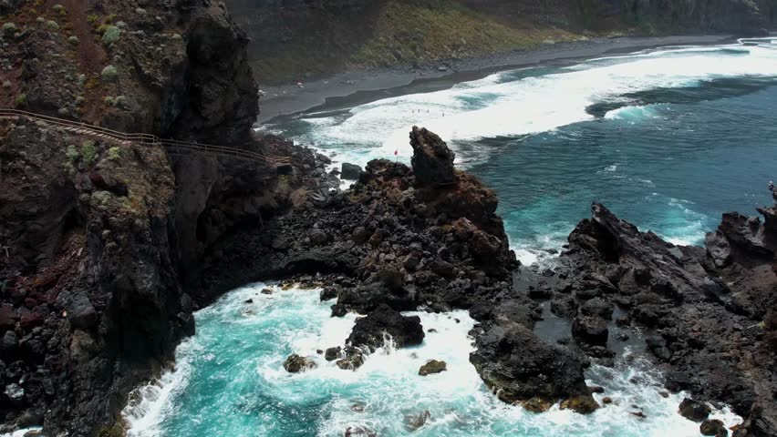 Aerial drone view of the landscape of La Palma, Canary Islands, Spain