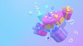 Concept happy day. Birthday cake vector background design. Happy birthday greeting text with yummy cake element decoration for kids party occasion. 3d render - Powered by Shutterstock - Get 15% off with code: PIKWIZARD15