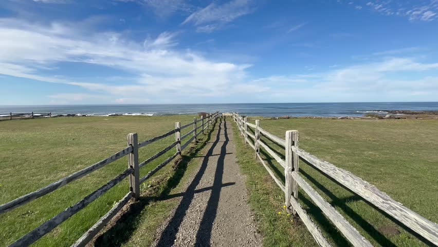 Fenced path on the shoreline of Yachats, Oregon coast