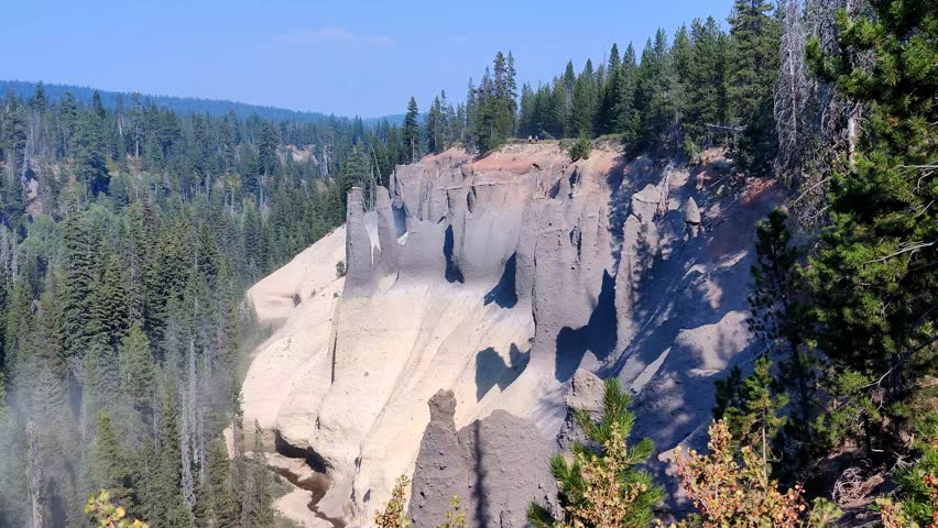 Rock Niddles Like Fossil Fumeroles Called Pinnacles in Crater Lake National Park