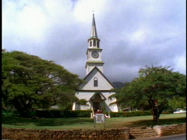 Church in Lahina, wide shot, on Maui in Hawaii