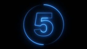 Virtual neon animated countdown. Top 5 countdown, neon light numbers from 5 to 0, Film leader countdown Grid Moving 4k loop animation Background - Powered by Shutterstock - Get 15% off with code: PIKWIZARD15