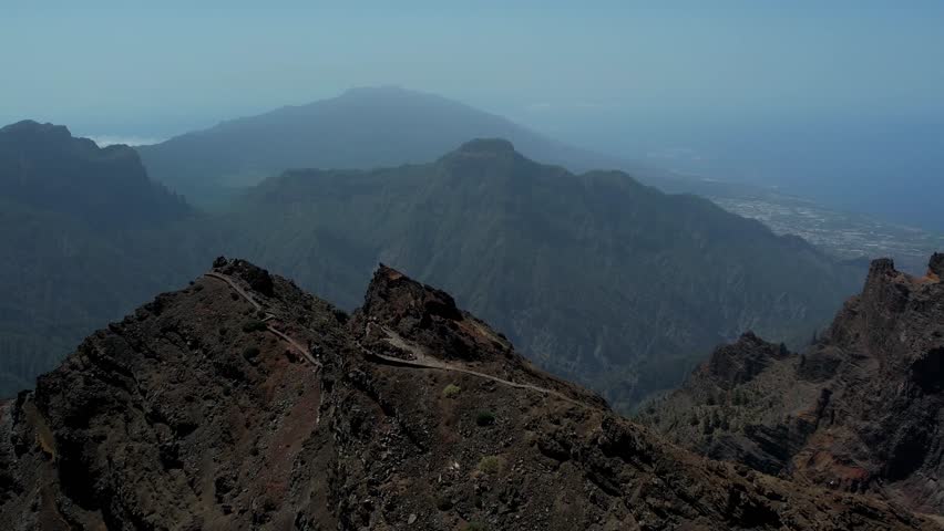 Aerial drone view of the landscape of La Palma, Canary Islands, Spain