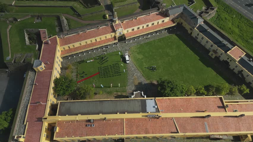 Historic Castle of Good Hope courtyard with green lawn and gathering area in Cape Town, South Africa
