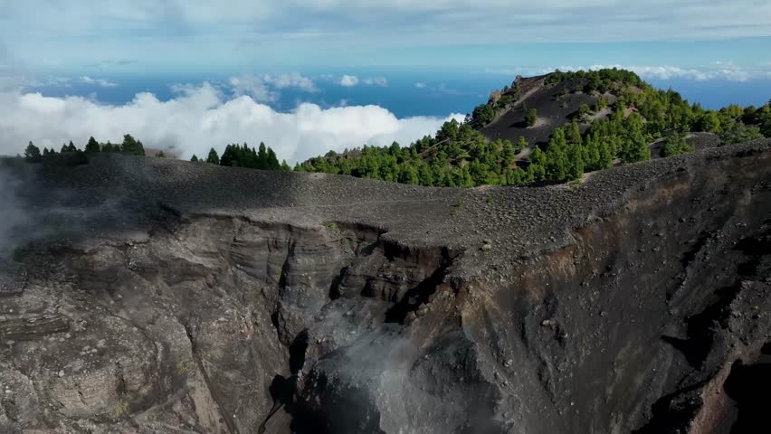 Aerial drone view of the landscape of La Palma, Canary Islands, Spain