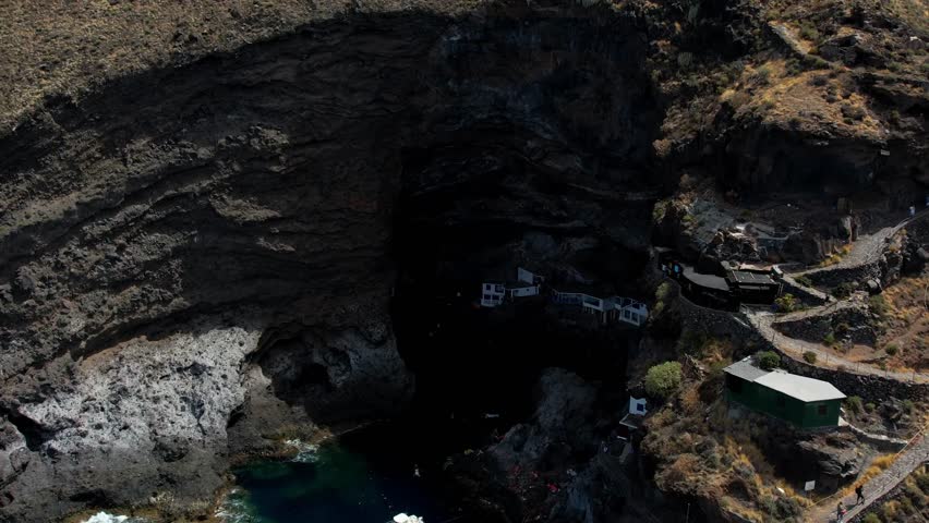 Aerial drone view of the landscape of La Palma, Canary Islands, Spain