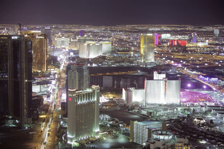Las Vegas Strip at night. Shot as Telephoto 4k (4096x2730) time-lapse from the Stratosphere Observation Deck.