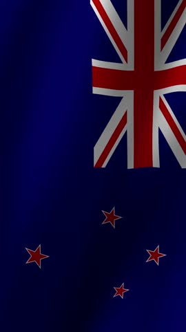 Vertical Flag of New Zealand waving animation, Vertical New Zealand Flag footage video waving in wind