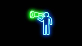 Footage of a blinking neon light icon representing business concepts against a black background. - Powered by Shutterstock - Get 15% off with code: PIKWIZARD15